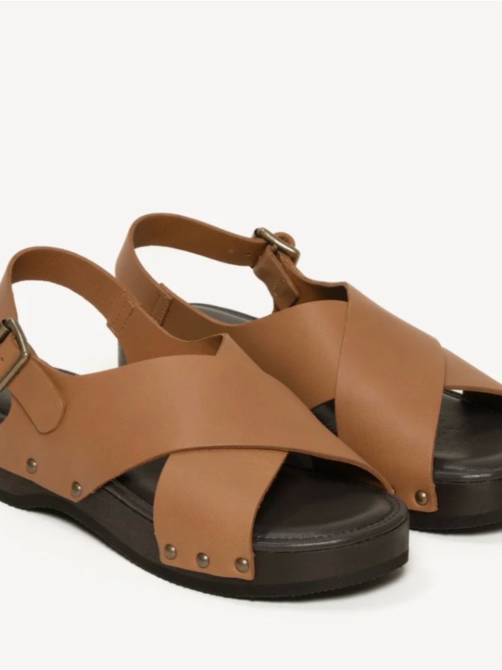 M. Gemi Petra.  Women's Tan Crisscross Leather Slingback Sandals